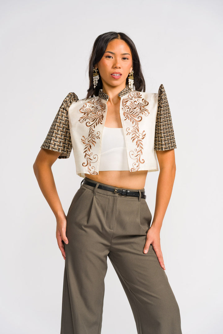 'Banika' Bolero Filipiniana Sleeves (Banig)
