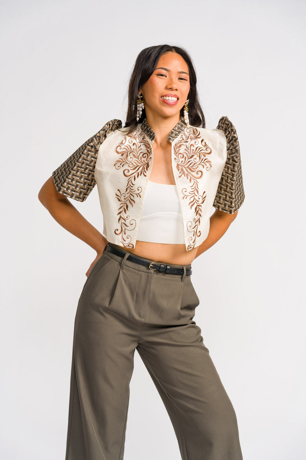 'Banika' Bolero Filipiniana Sleeves (Banig)