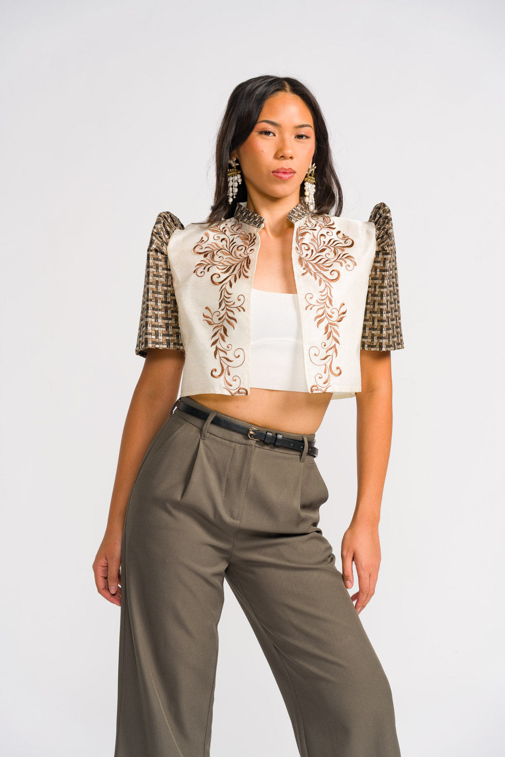 'Banika' Bolero Filipiniana Sleeves (Banig)