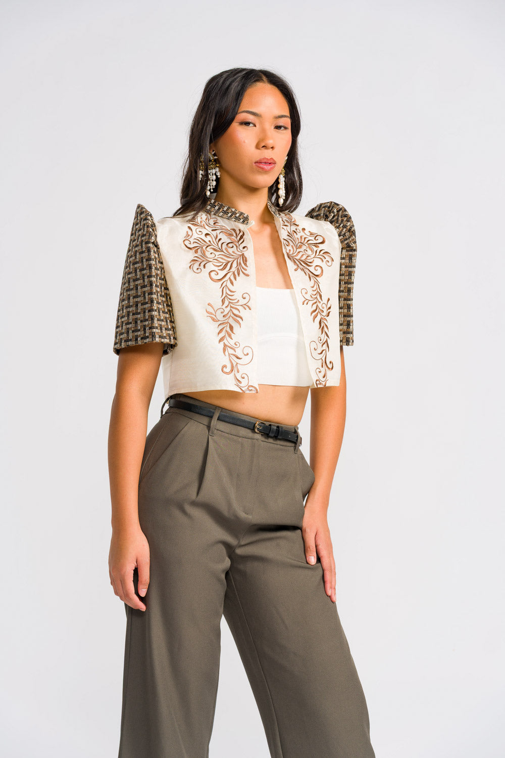 'Banika' Bolero Filipiniana Sleeves (Banig)