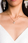 'Sampaguita' Zircon Floral Pendant and 18k Gold Plated Necklace