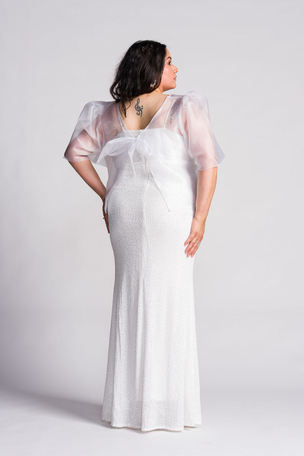 'Selene' Sequin Formal & Bridal Dress (Ivory White)