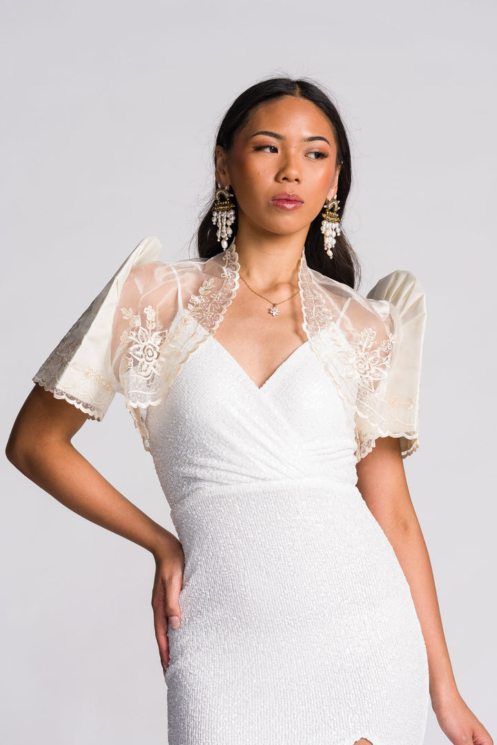 'Luisa' Bolero Filipiniana Sleeves (Ivory White)