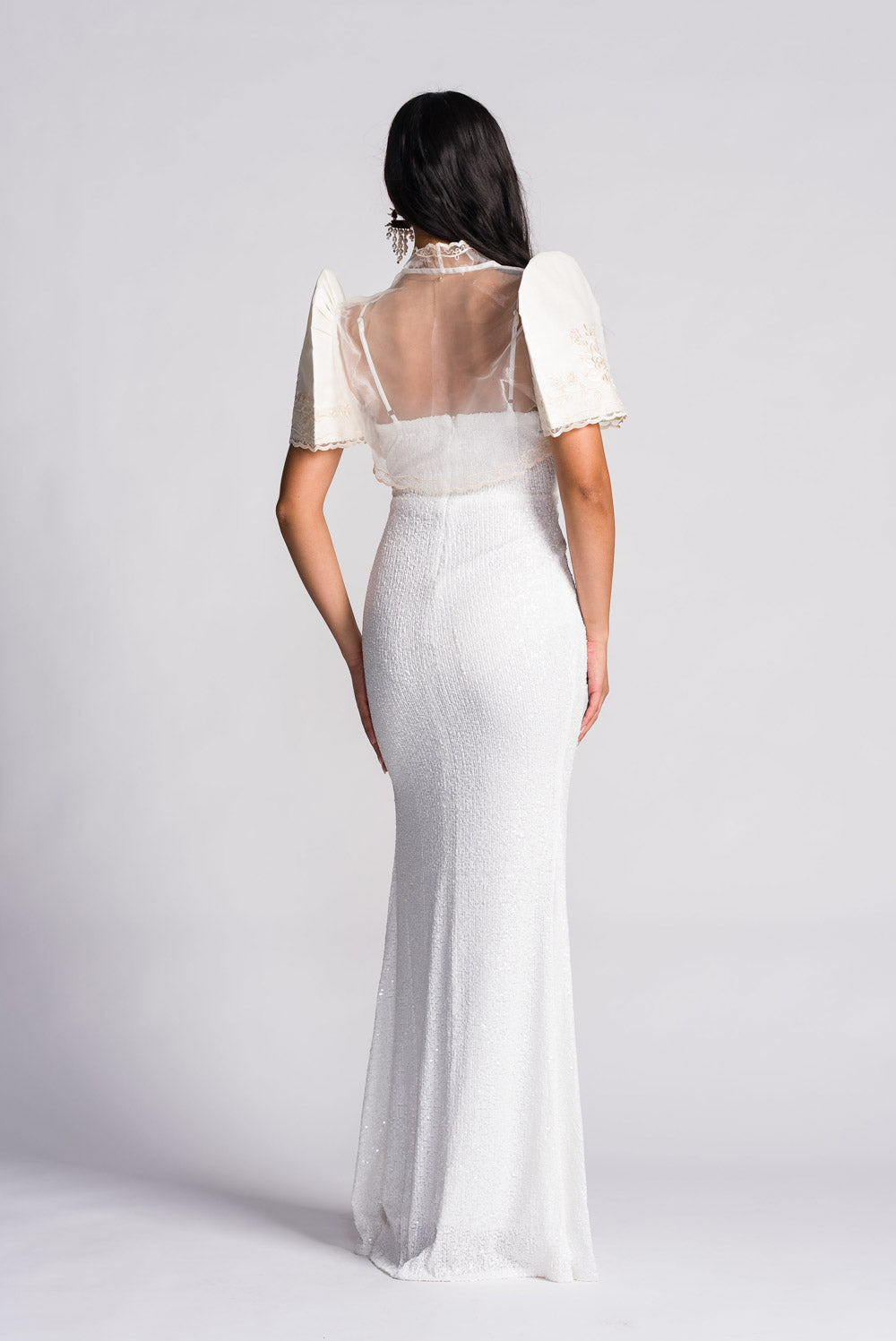 'Selene' Sequin Formal & Bridal Dress (Ivory White)