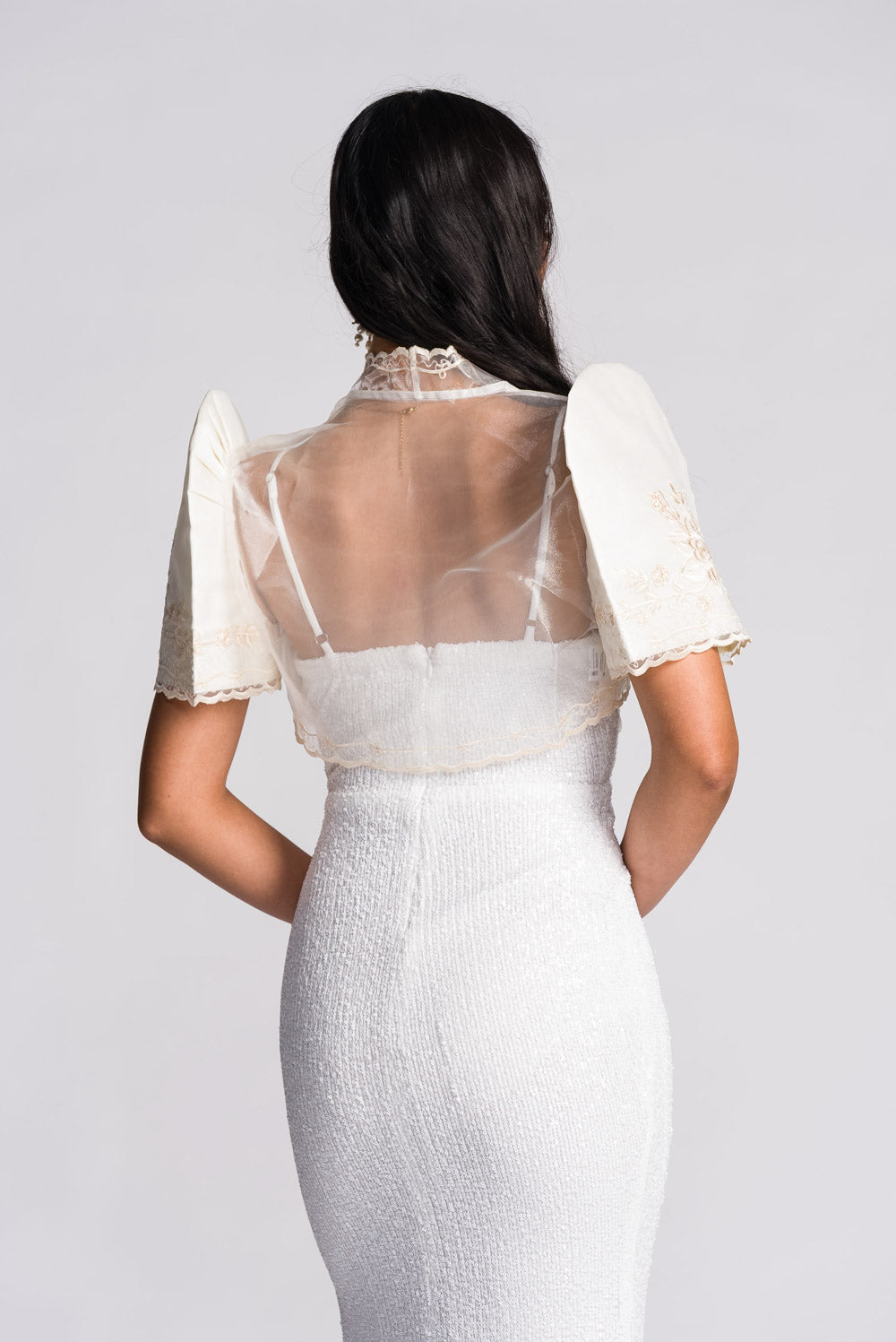 'Luisa' Bolero Filipiniana Sleeves (Ivory White)