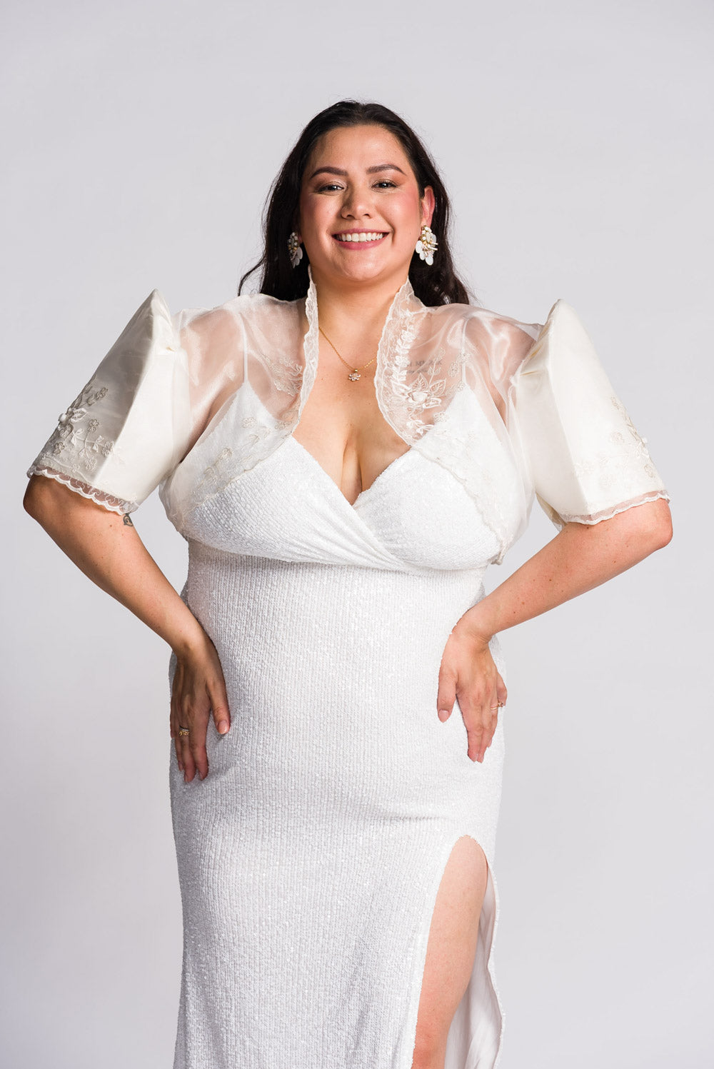 'Luisa' Bolero Filipiniana Sleeves (Ivory White)