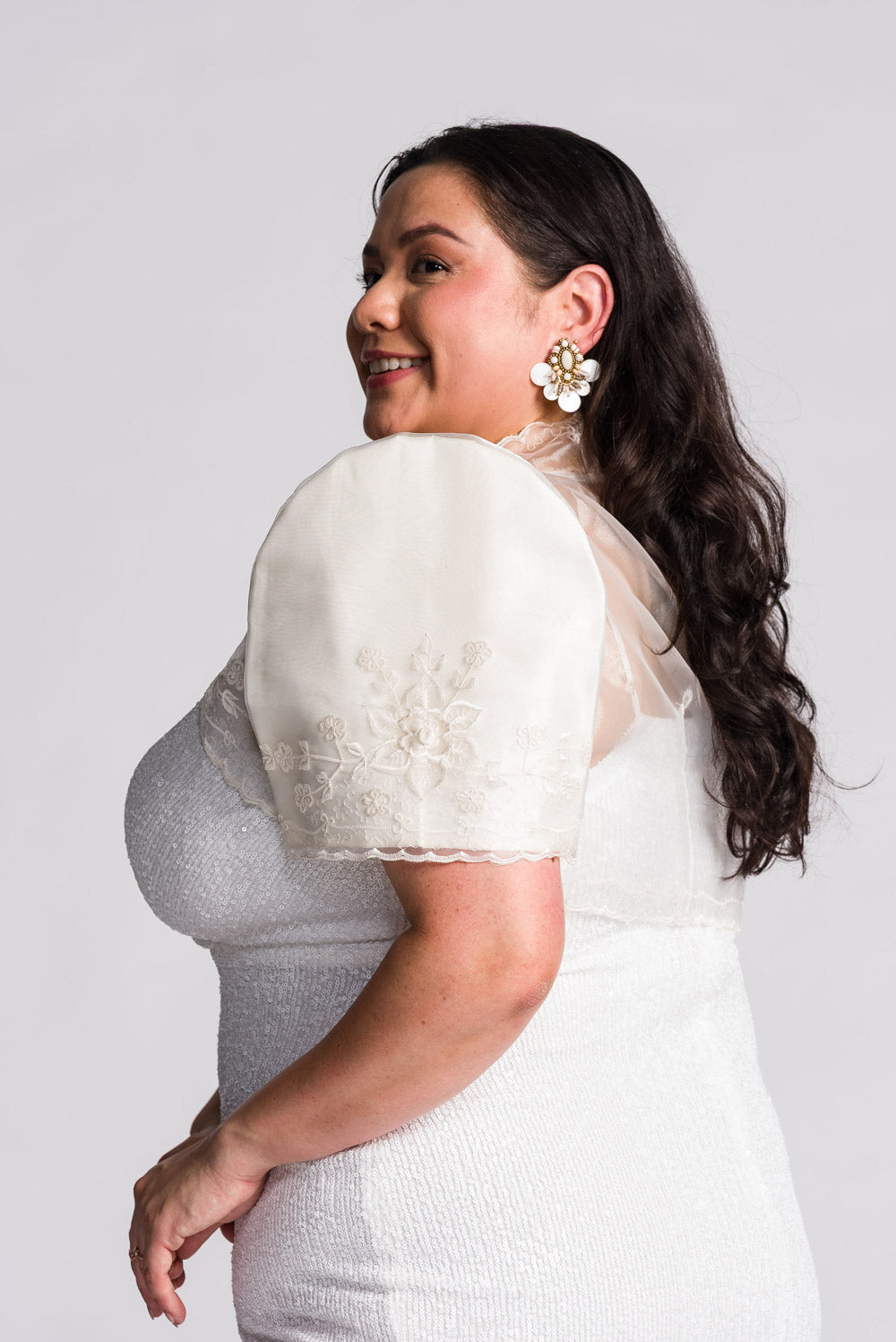 'Luisa' Bolero Filipiniana Sleeves (Ivory White)