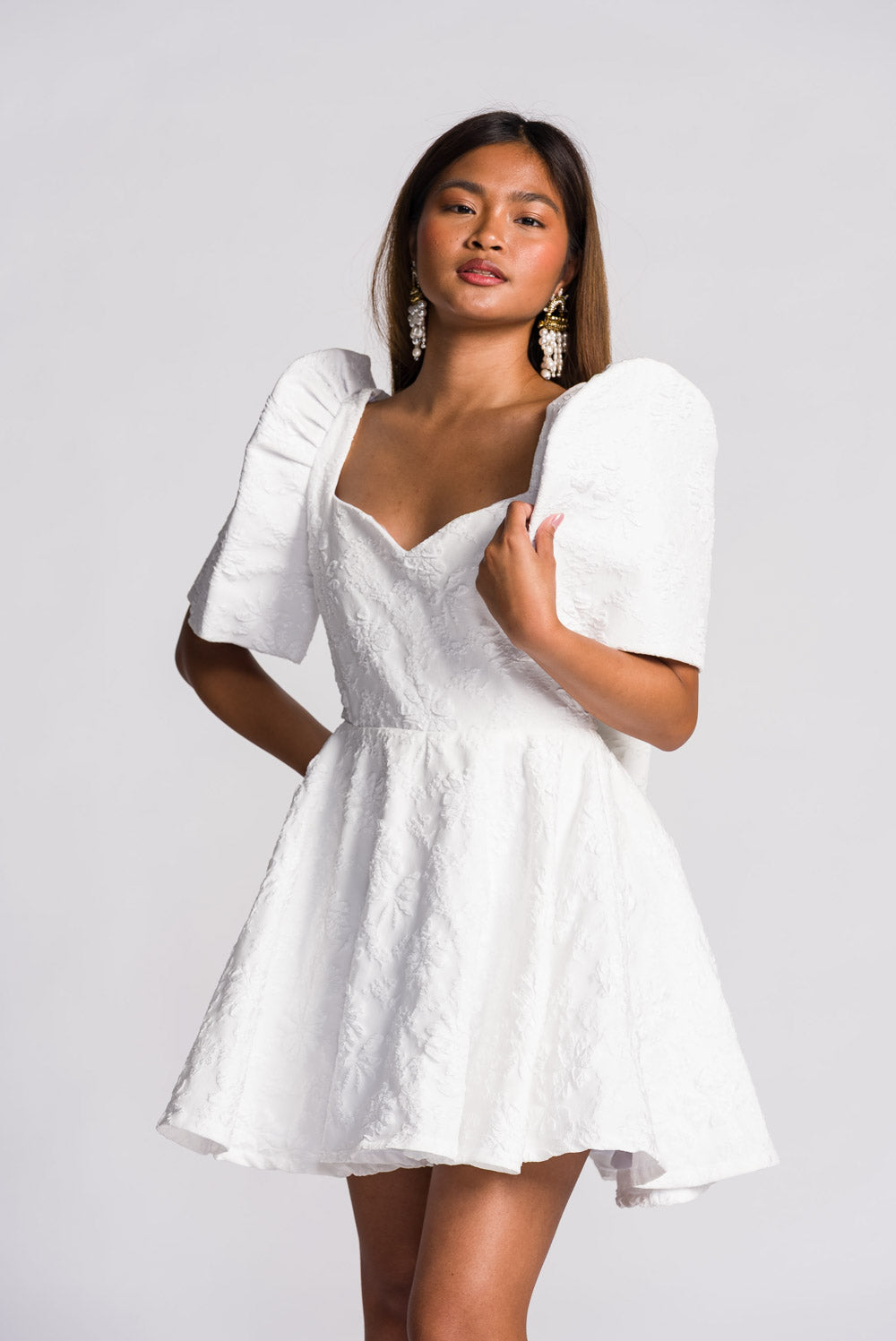 'Love' Mini Filipiniana Dress (Snow White)