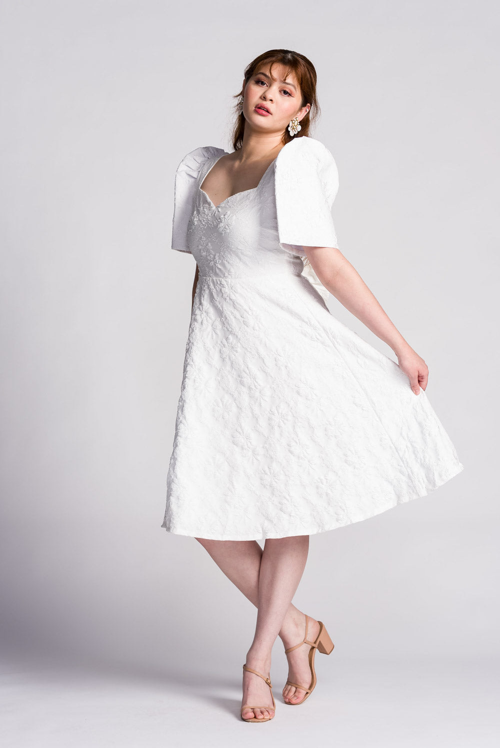 'Love' Midi Filipiniana Dress (Snow White)