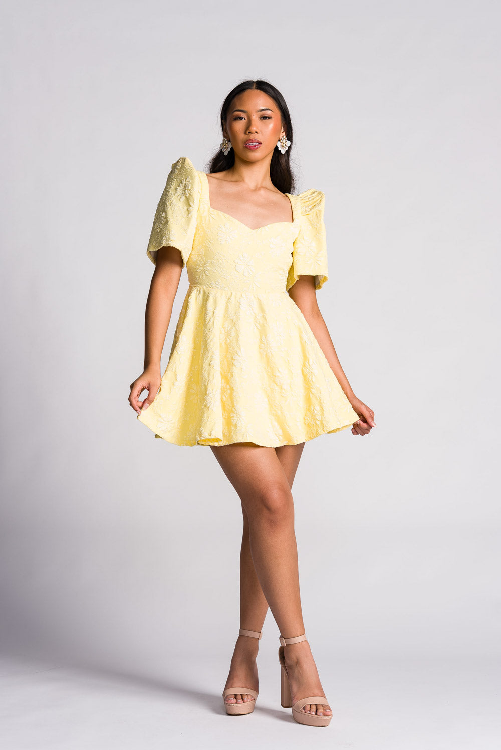 'Love' Mini Filipiniana Dress (Lemon Yellow)