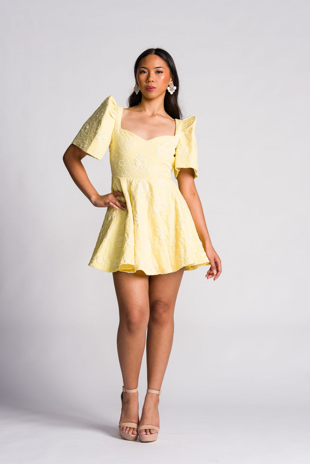 'Love' Mini Filipiniana Dress (Lemon Yellow)