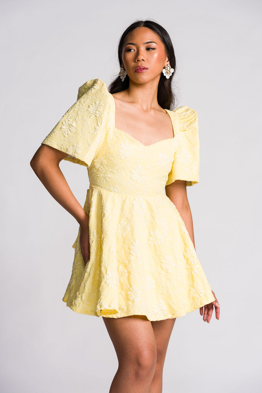 'Love' Mini Filipiniana Dress (Lemon Yellow)