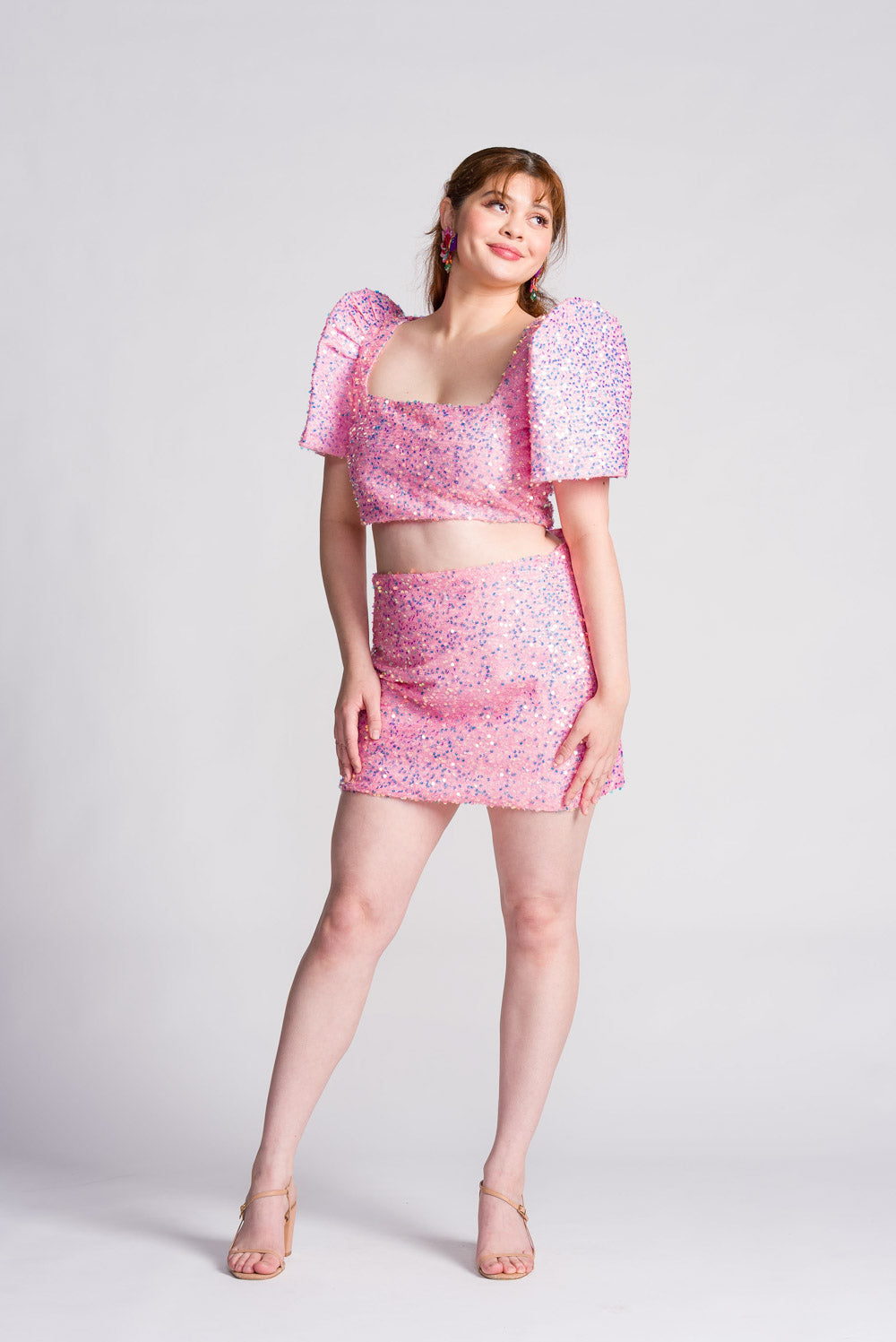'Binibini' Sequin Mini Skirt (Pastel Pink)
