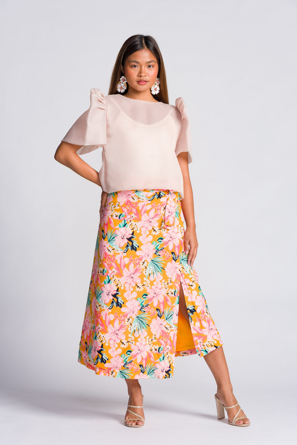 'Cora' Midi Wrap Skirt (Floral)