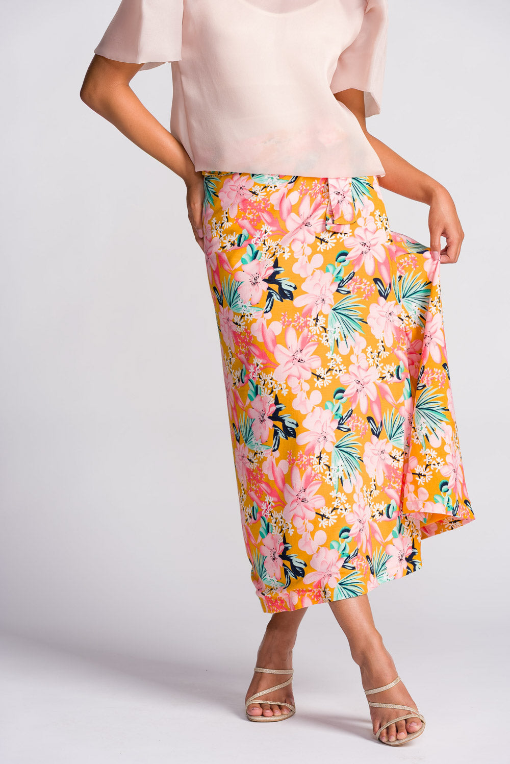 'Cora' Midi Wrap Skirt (Floral)