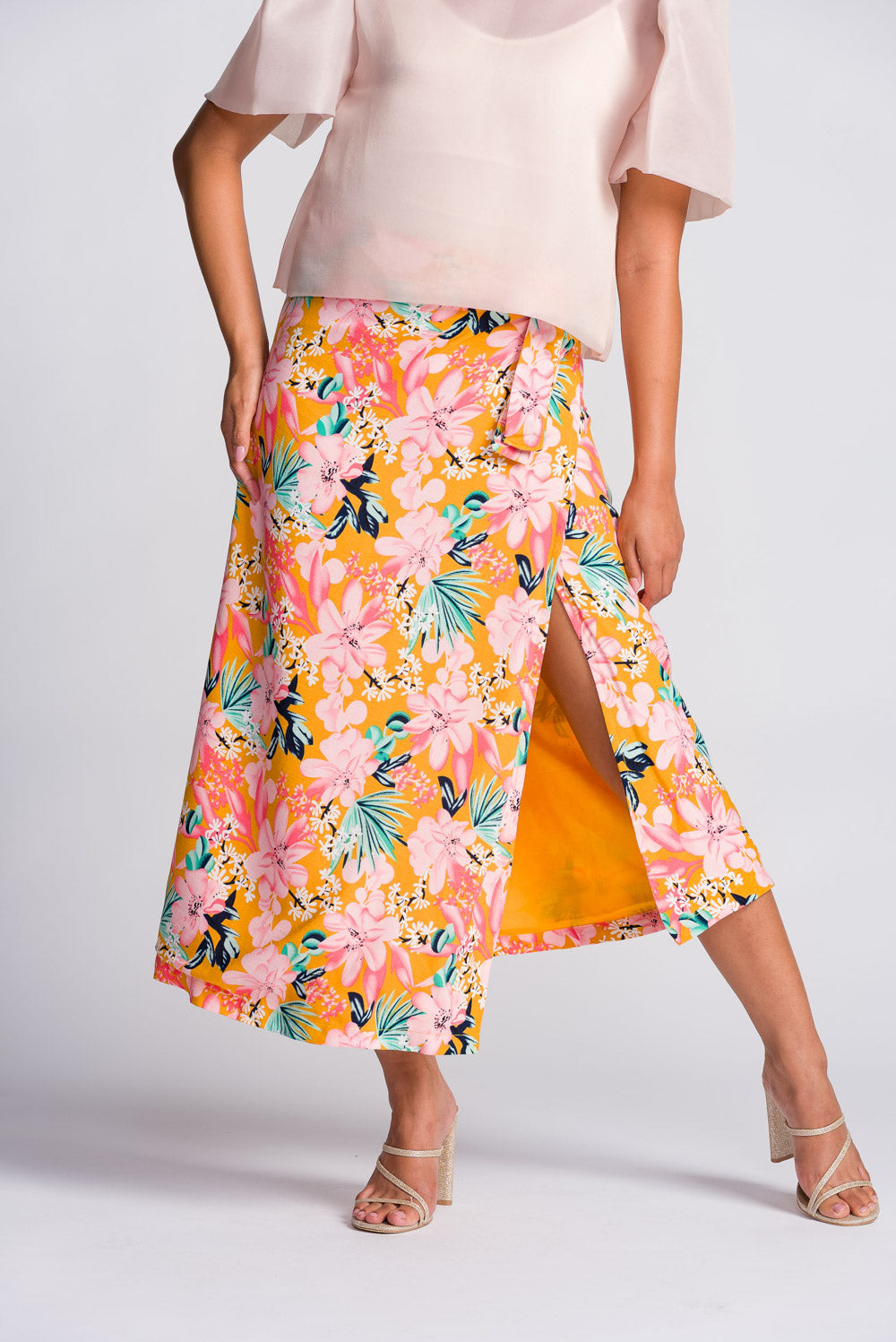 'Cora' Midi Wrap Skirt (Floral)