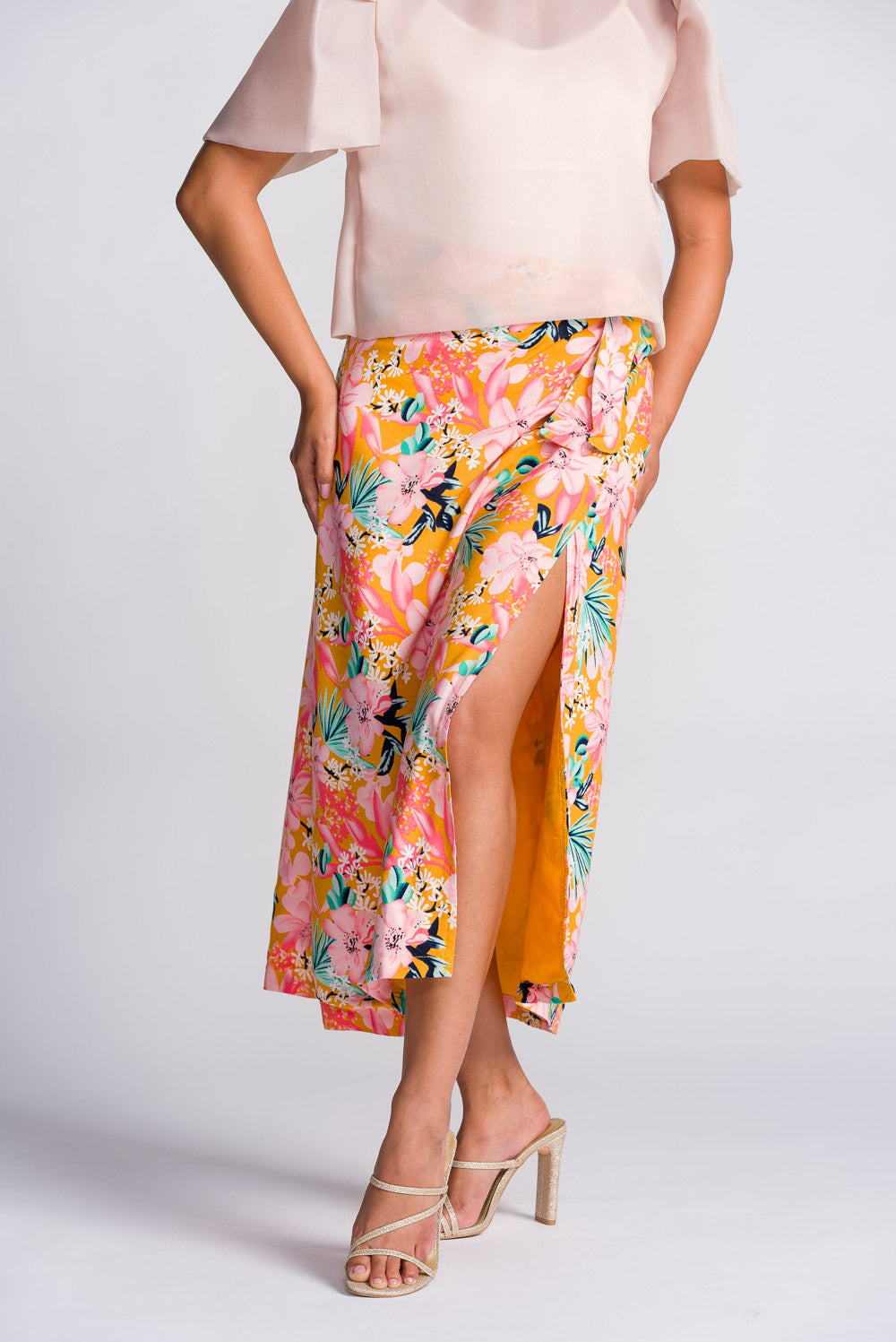 'Cora' Midi Wrap Skirt (Floral)