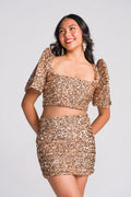 'Binibini' Sequin Modern Filipiniana Crop Top (Gold)
