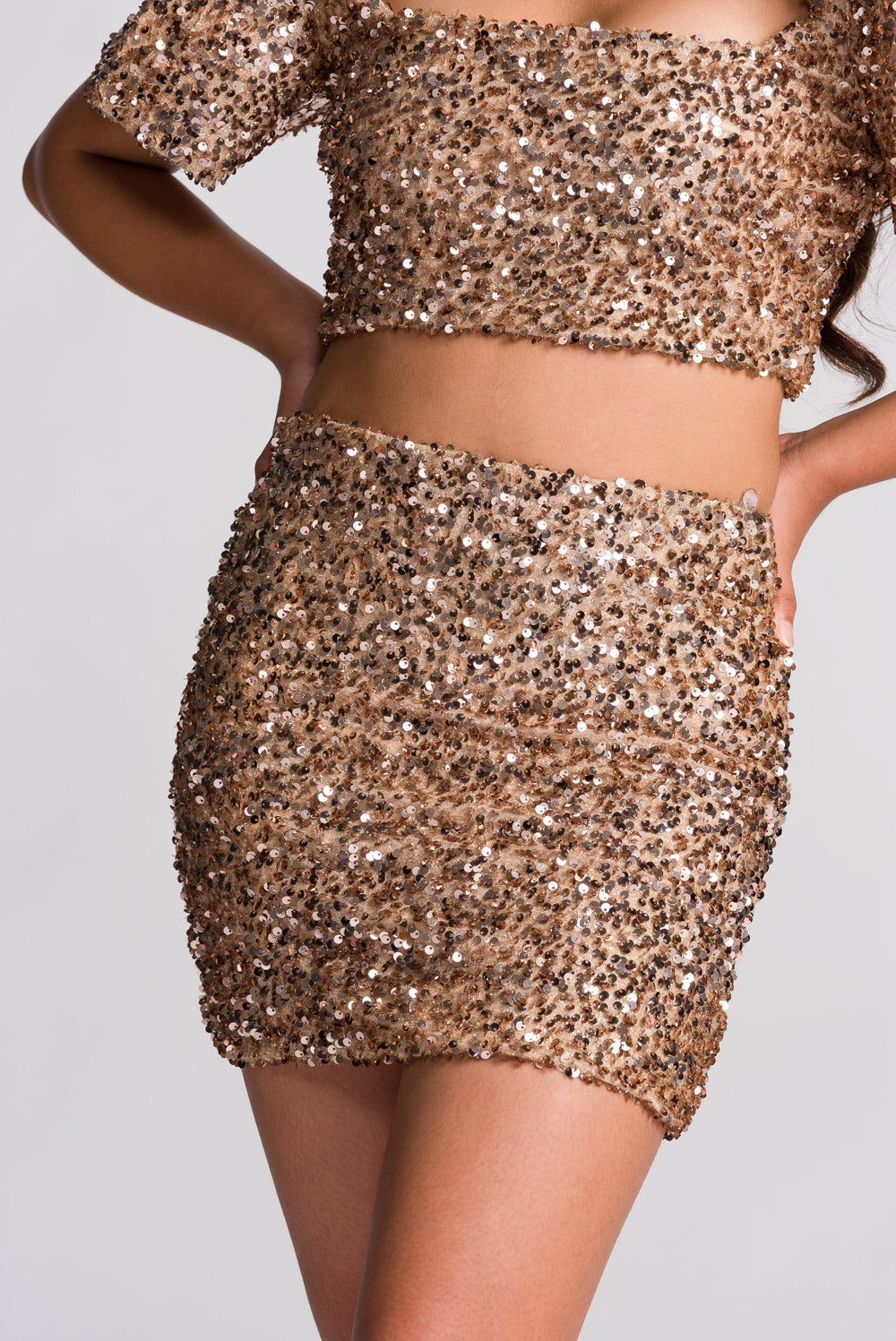 'Binibini' Sequin Mini Skirt (Gold)