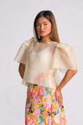 'Dahlia' Ribbon Tie-Up Modern Filipiniana Blouse (Cream)
