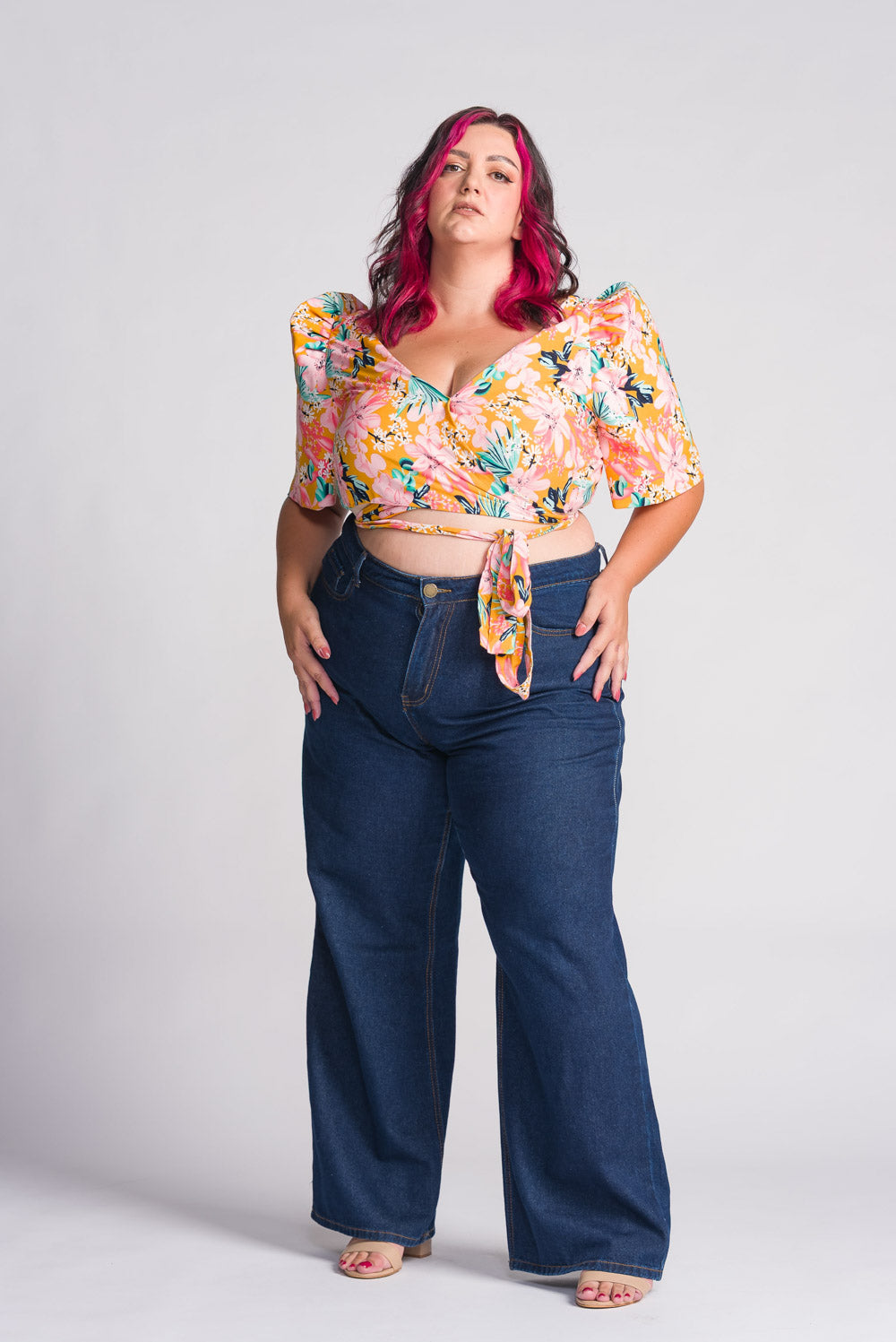 'Cora' Modern Filipiniana Wrap Top (Floral)