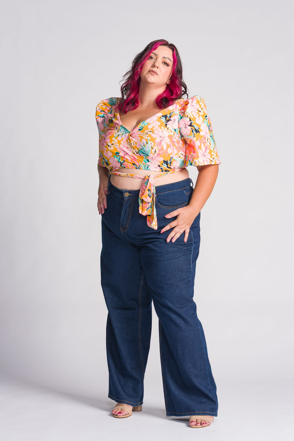 'Cora' Modern Filipiniana Wrap Top (Floral)