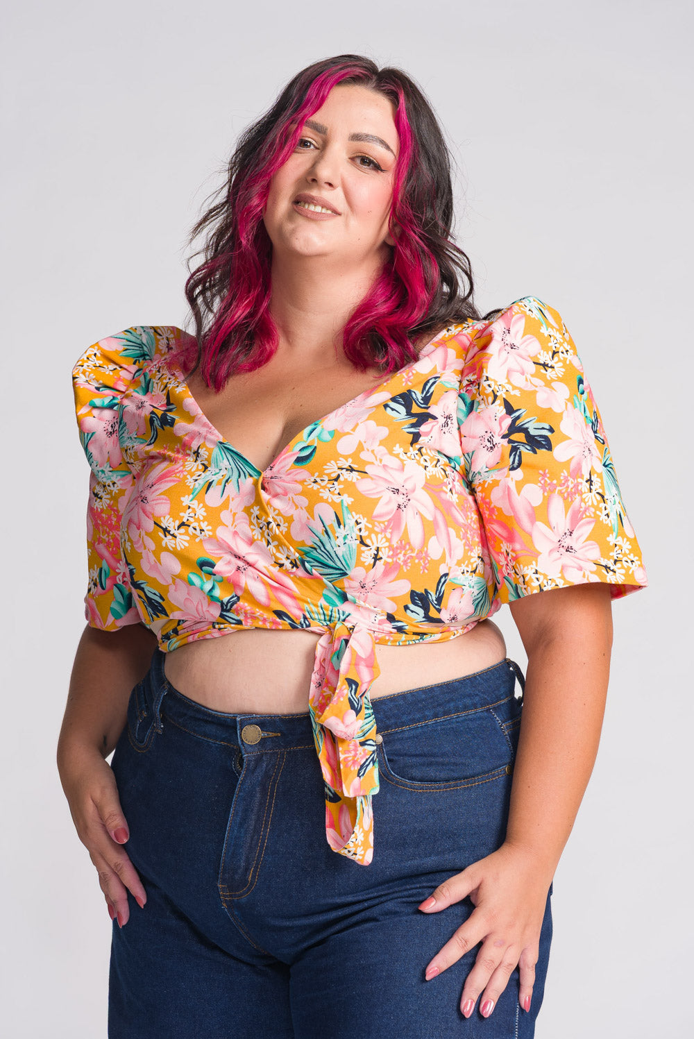 'Cora' Modern Filipiniana Wrap Top (Floral)