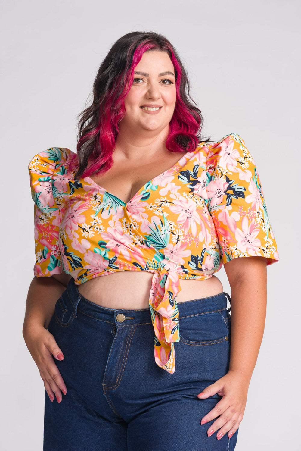 'Cora' Modern Filipiniana Wrap Top (Floral)