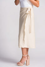 Filipiniana Skirt 'Cora' in Oat, close-up – Mestiza Filipina