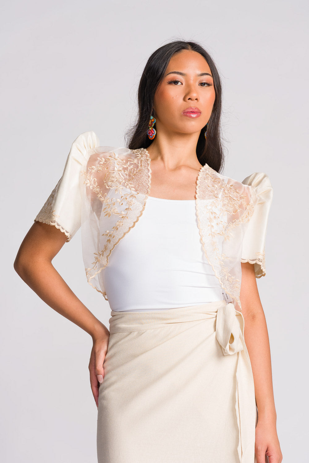 modern filipiniana dress bolero Elegant Filipiniana Bolero Top - Jessa - LJRM145