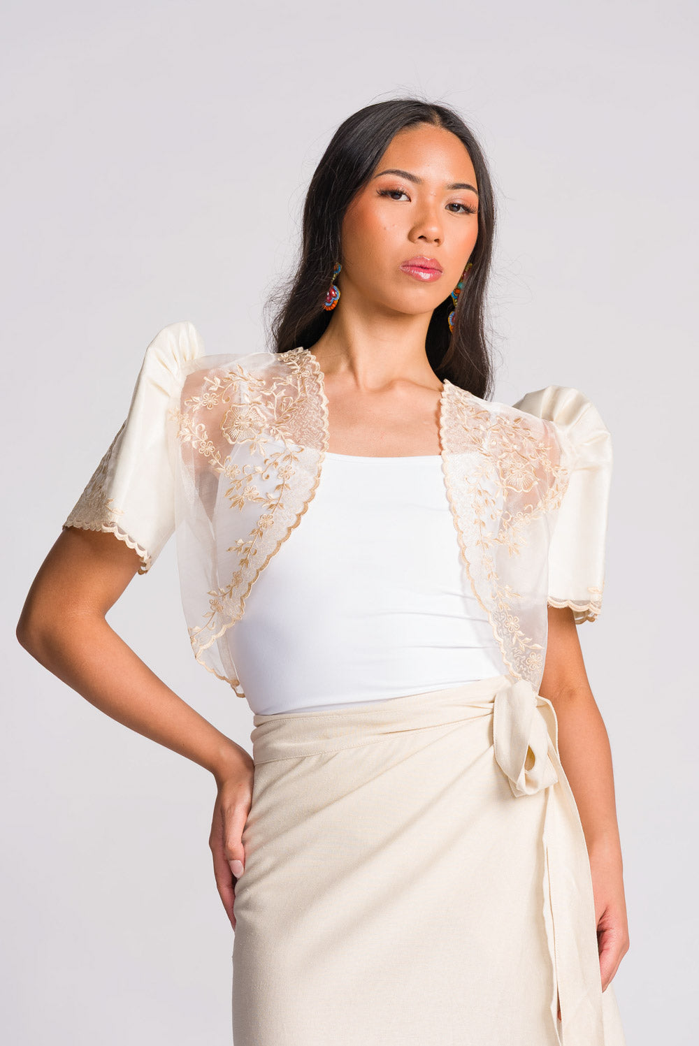 modern filipiniana bolero dress Women's Organza Modern Bolero in Natural