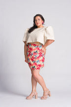 Filipiniana Top 'Nida' in Oat, detail view – Mestiza Filipina