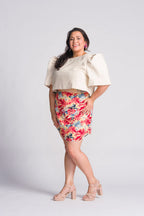 Filipiniana Top 'Nida' in Oat, front view – Mestiza Filipina