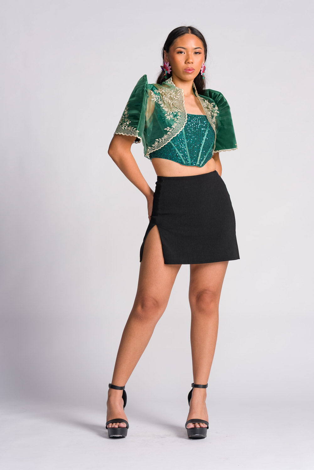 'Nene' Bolero Filipiniana Sleeves (Emerald Green)