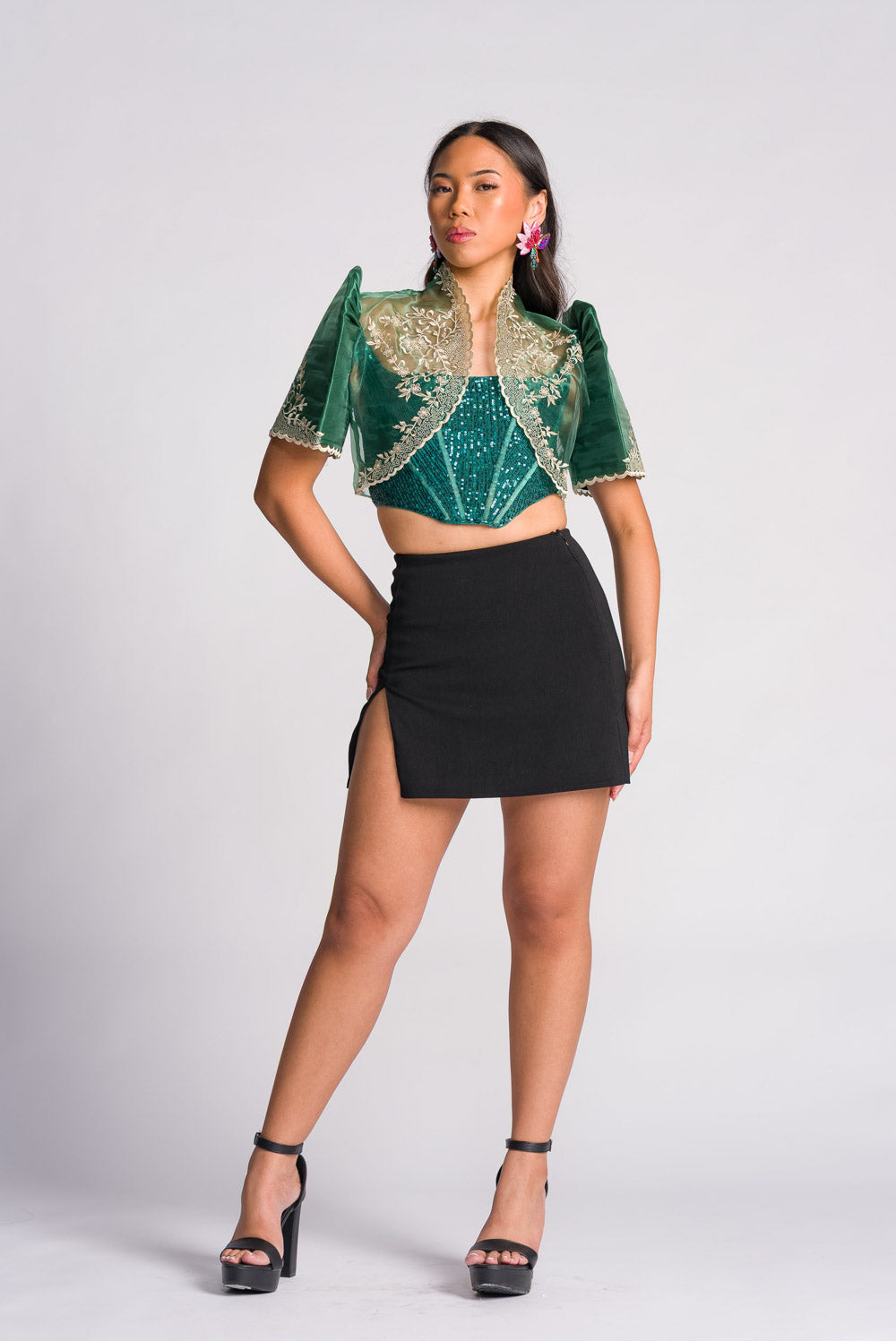 'Nene' Bolero Filipiniana Sleeves (Emerald Green)