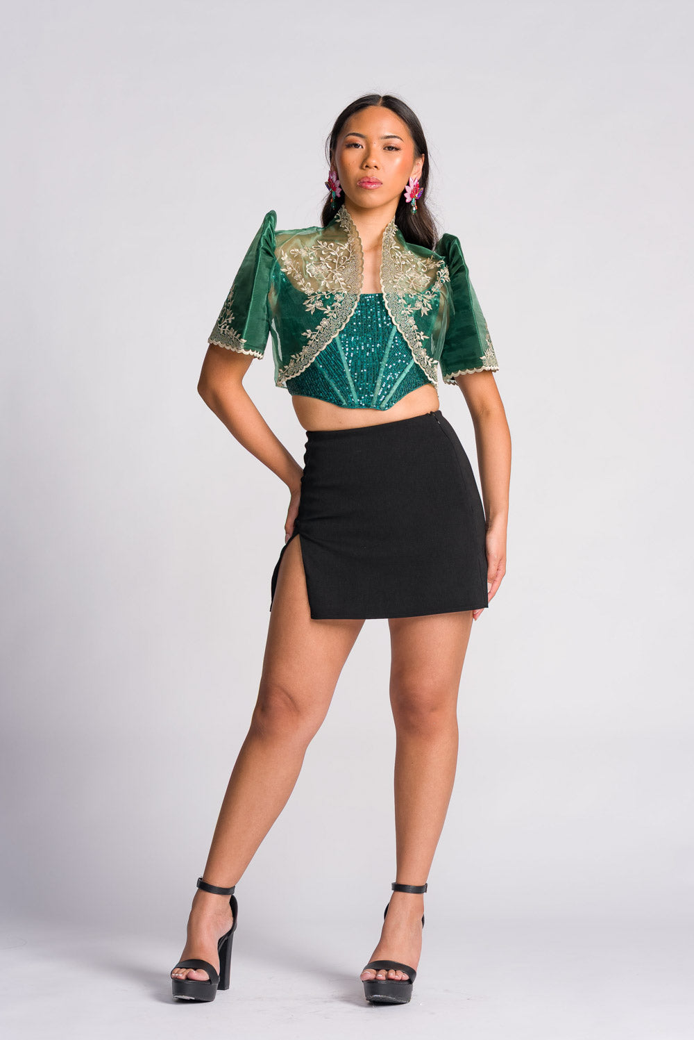 'Nene' Bolero Filipiniana Sleeves (Emerald Green)