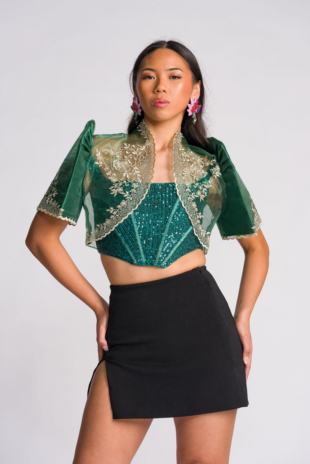 'Nene' Bolero Filipiniana Sleeves (Emerald Green)