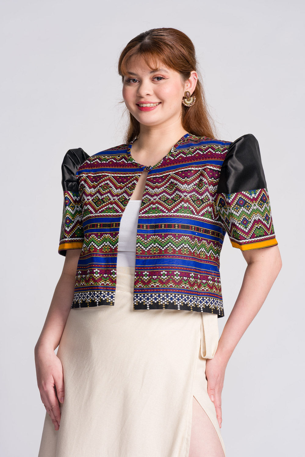 'Lupa' Mindanao Geometric Print Filipiniana Bolero