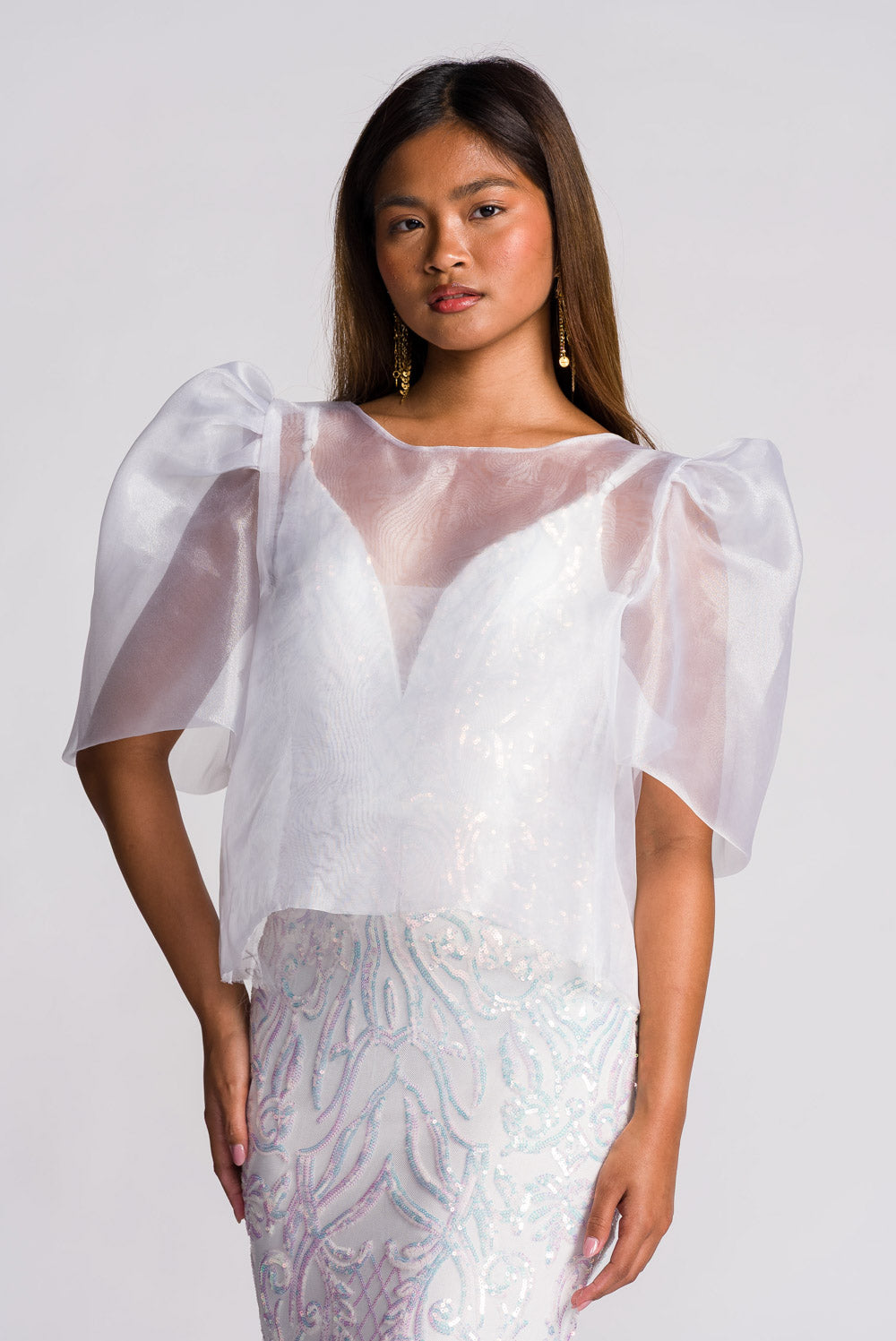 'Sofia' Sequin Mermaid Formal & Bridal Dress (Snow White)