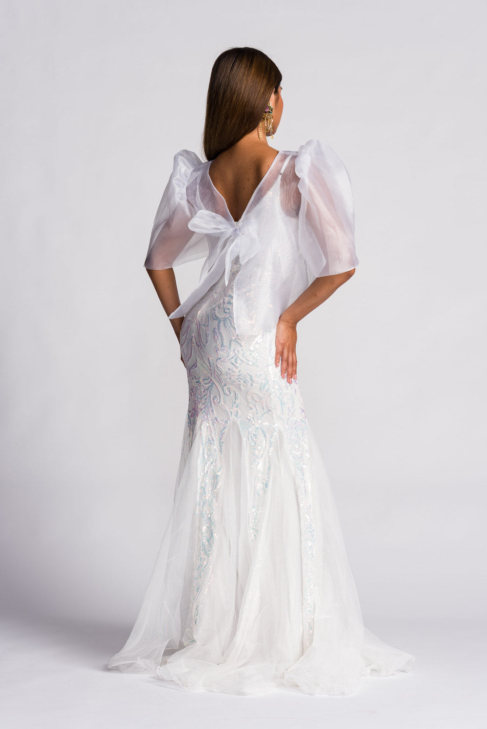 'Sofia' Sequin Mermaid Formal & Bridal Dress (Snow White)