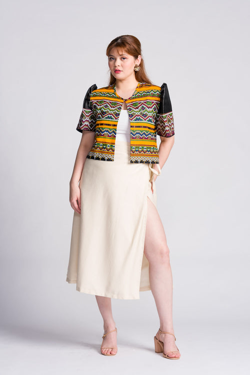 'Buhangin' Mindanao Geometric Print Filipiniana Bolero