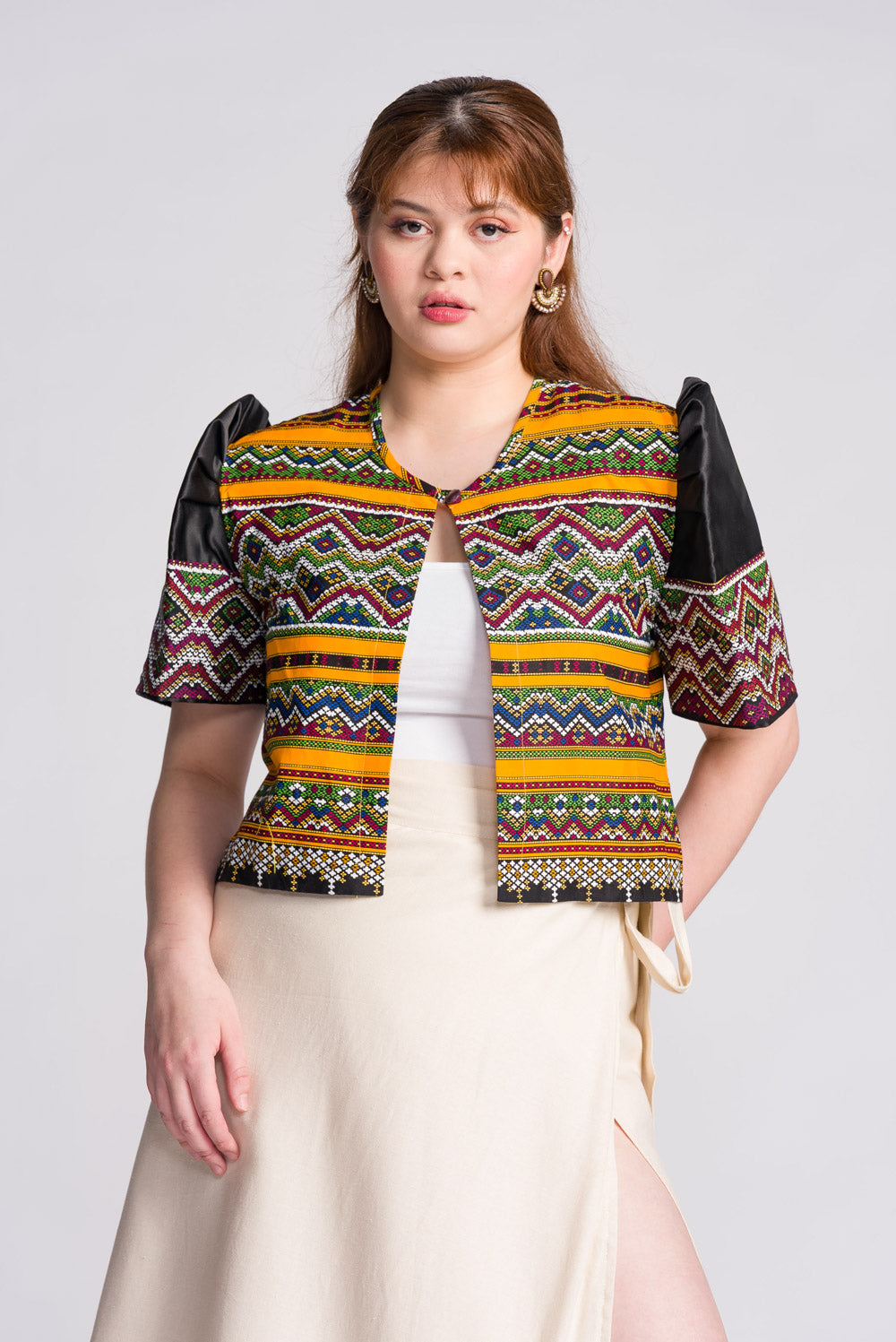 'Buhangin' Mindanao Geometric Print Filipiniana Bolero