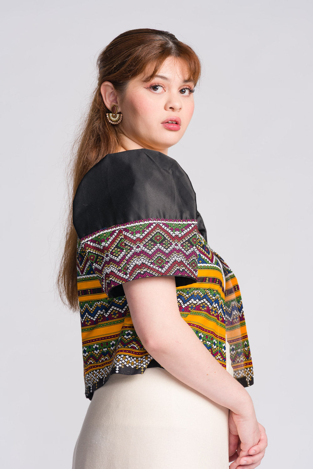 'Buhangin' Mindanao Geometric Print Filipiniana Bolero