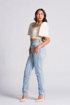 Filipiniana Top 'Sia' in Oat, side view – Mestiza Filipina