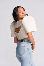 Filipiniana Top 'Sia' in Oat, front view – Mestiza Filipina