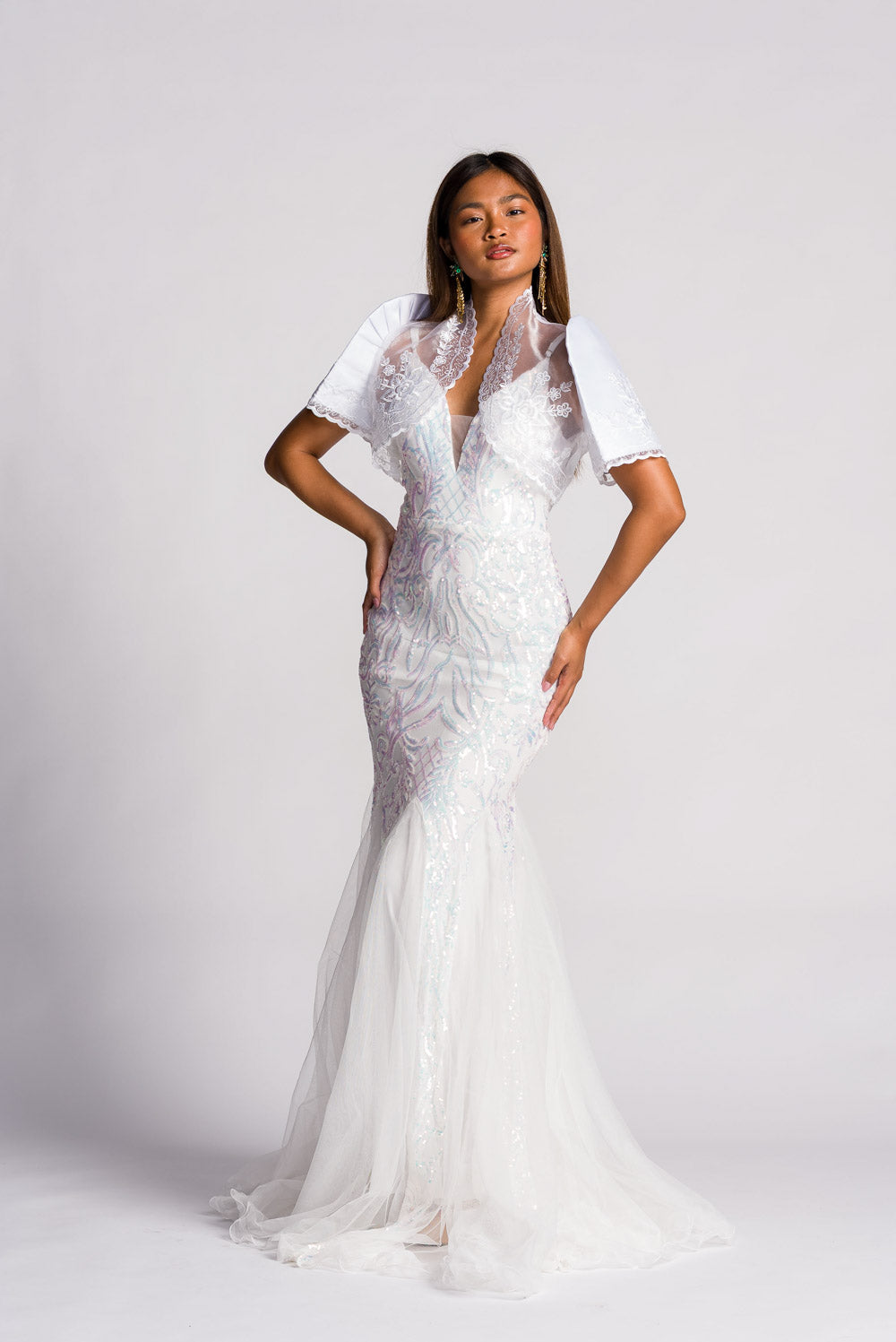 'Luisa' Bolero Filipiniana Sleeves (Snow White)