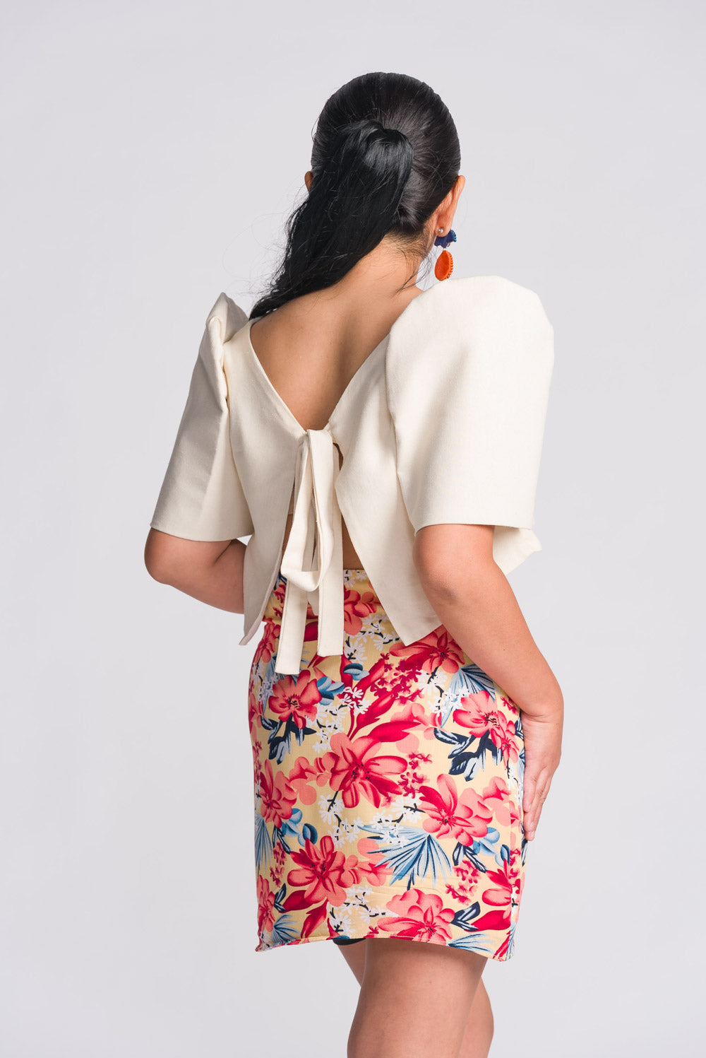 'Nida' Modern Filipiniana Top (Oat)