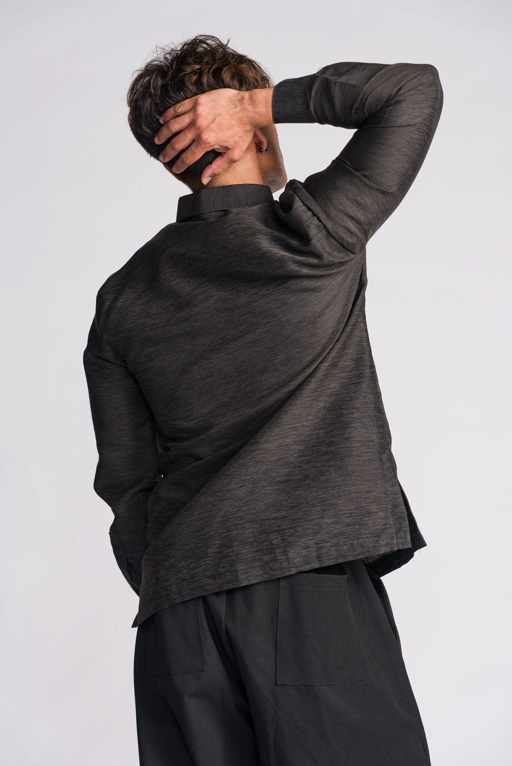 'Emilio' Barong Tagalog – Black, Premium Jusilyn (Fully Opaque)