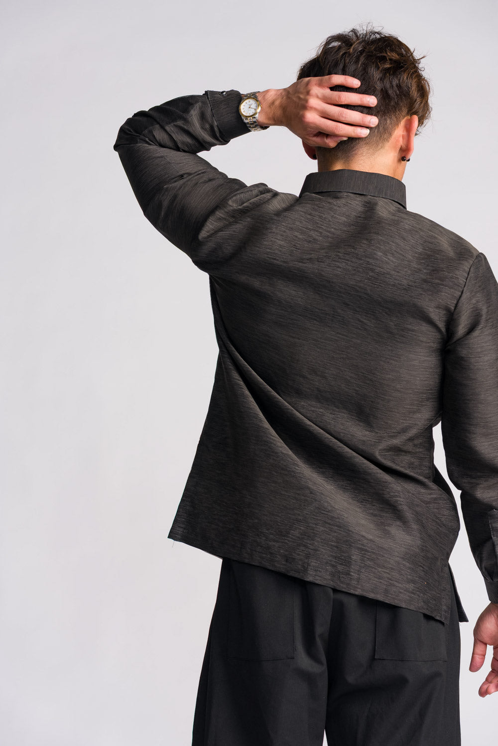 'Emilio' Barong Tagalog – Black, Premium Jusilyn (Fully Opaque)