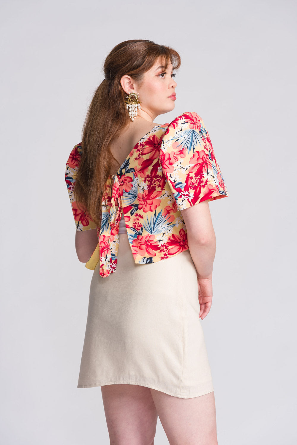 'Nida' Modern Filipiniana Top (Floral)